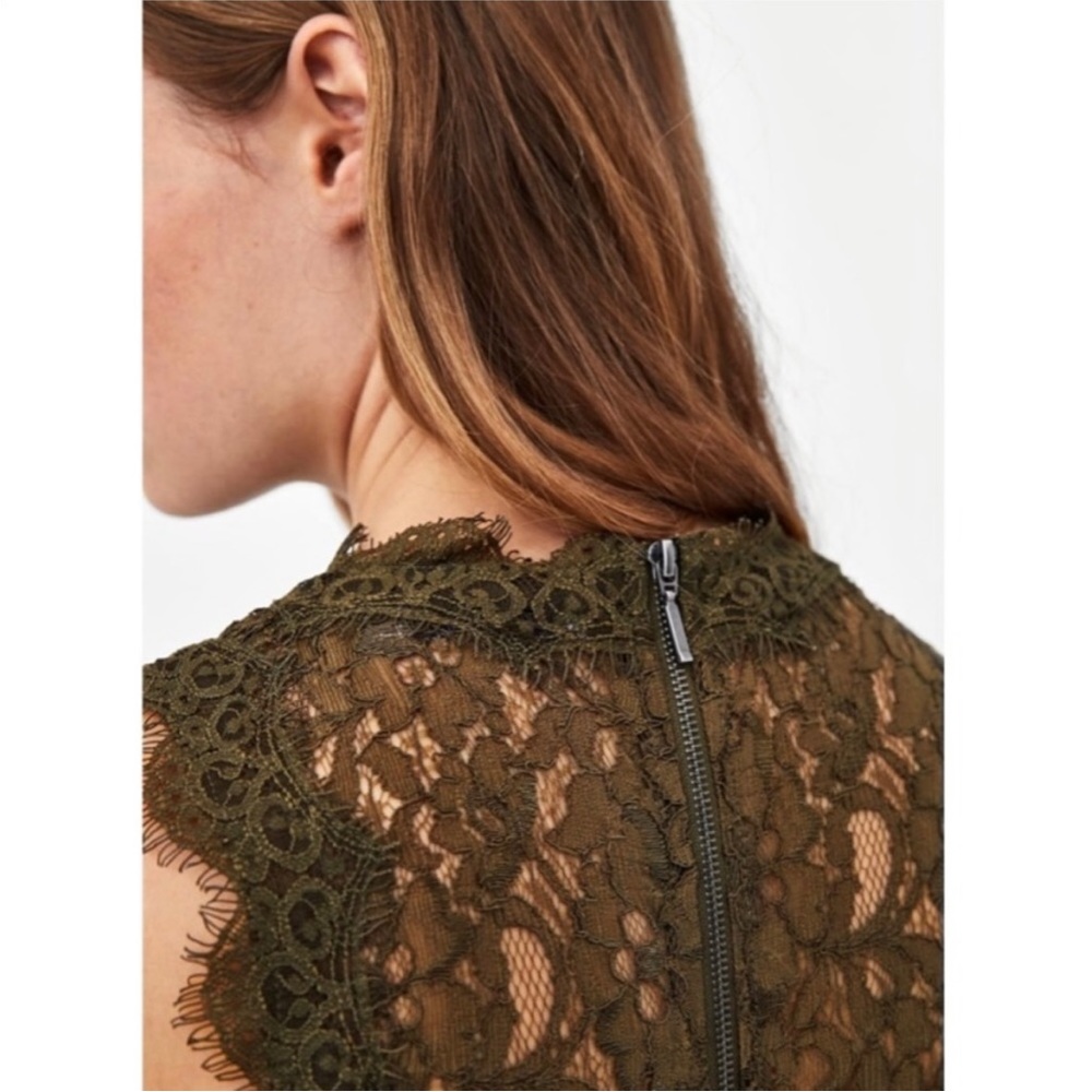 Stunning ZARA Olive Guipure Lace Top